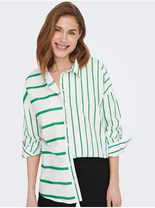 Zeleno-krémová dámská pruhovaná košile ONLY Nina