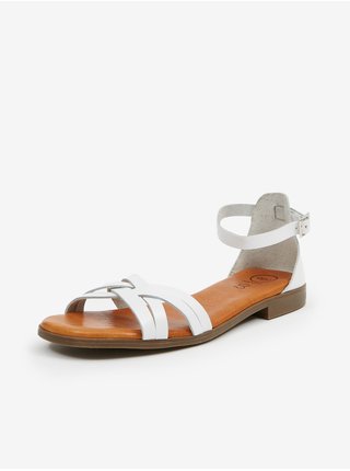 Biele dámske kožené sandále OJJU