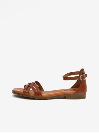 Hnědé dámské kožené sandály OJJU