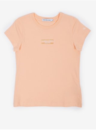Meruňkové holčičí tričko Calvin Klein Jeans