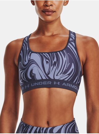 Šedá dámská vzorovaná sportovní podprsenka Under Armour UA Crossback Mid Print 