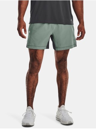 Zeleno-šedé pánske šortky Under Armour UA Terrain Woven Shorts