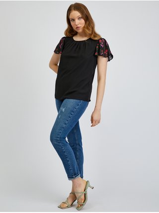 Černé dámské vzorované tričko ORSAY 