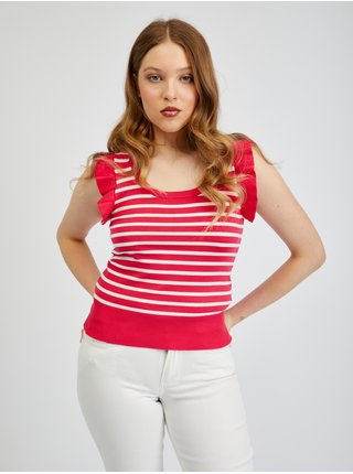 Bílo-růžové dámské pruhované tričko ORSAY  