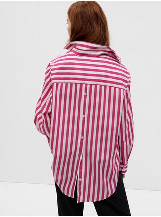 Bílo-růžová dámská pruhovaná oversized košile GAP 