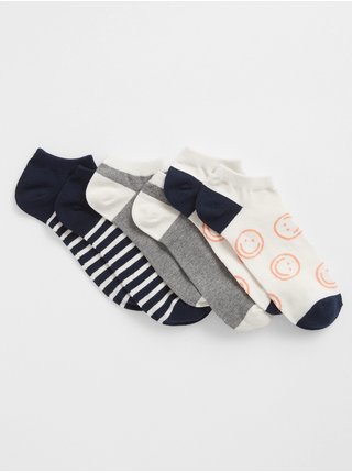Sada tří párů dámských ponožek v bílé, šedé a tmavě modré barvě GAP