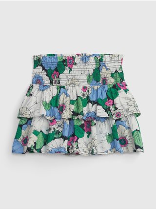 Krémovo-zelená holčičí květovaná sukně  GAP