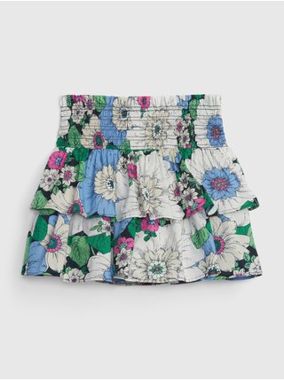 Krémovo-zelená dievčenská kvetovaná sukňa GAP