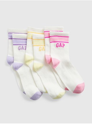 Sada troch párov dievčenských vysokých ponožiek v bielej farbe GAP