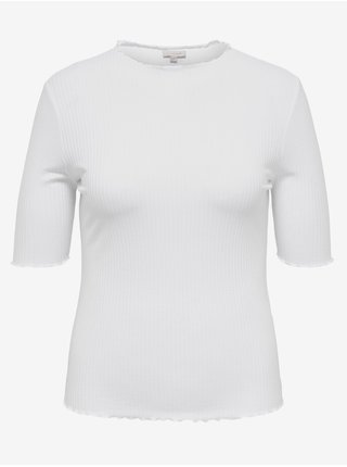 Biele dámske rebrované tričko ONLY CARMAKOMA Ally