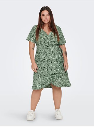 Zelené dámské vzorované zavinovací šaty ONLY CARMAKOMA Livia