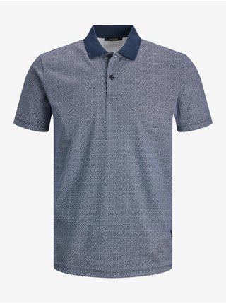 Tmavě modré pánské vzorované polo tričko Jack & Jones Marseille