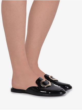 Černé dámské kožené pantofle Love Moschino