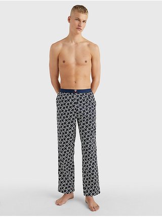 Tmavomodré pánske vzorované pyžamové nohavice Tommy Hilfiger Underwear