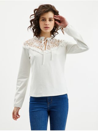 Biele dámske tričko s čipkou ORSAY