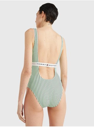 Zelené dámské pruhované jednodílné plavky Tommy Hilfiger Underwear