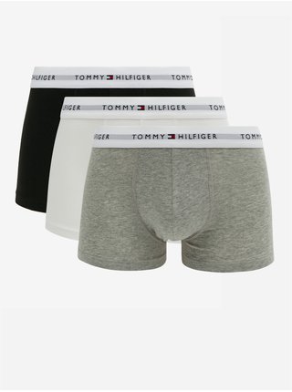 Sada tří pánských boxerek v šedé, bílé a černé barvě barvě Tommy Hilfiger Underwear