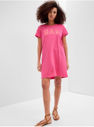 Růžové dámské tričkové šaty s logem GAP 