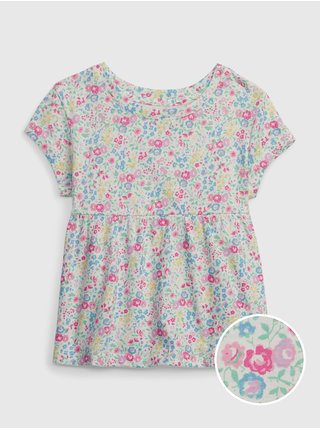 Růžovo-krémové holčičí květované tričko GAP 