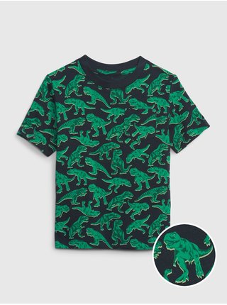 Černo-zelené klučičí tričko s motivem dinosaurů GAP  