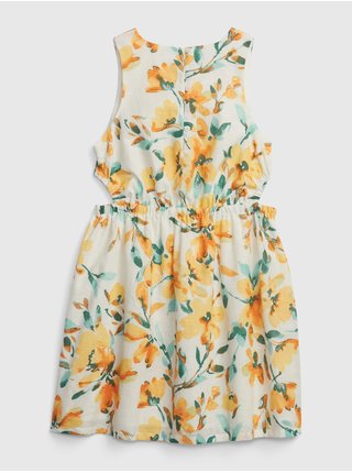 Žluto-krémové holčičí květované šaty GAP 