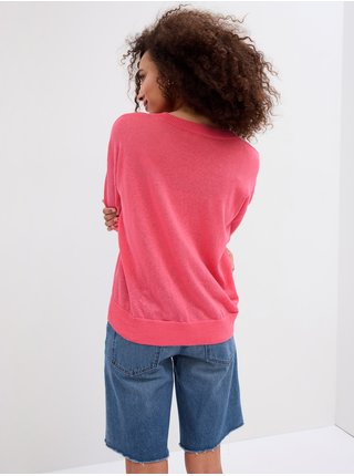 Tmavě růžový dámský basic svetr s příměsí lnu GAP 