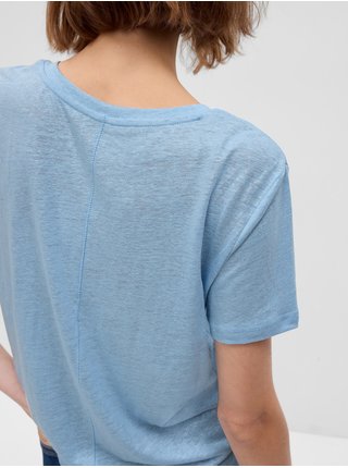 Světle modré dámské basic tričko s véčkovým výstřihem GAP