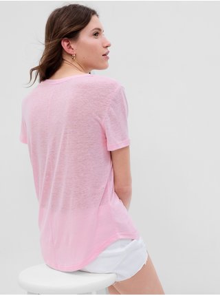 Ružové dámske basic tričko s véčkovým výstrihom GAP