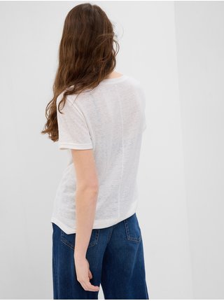 Bílé dámské basic tričko s véčkovým výstřihem GAP