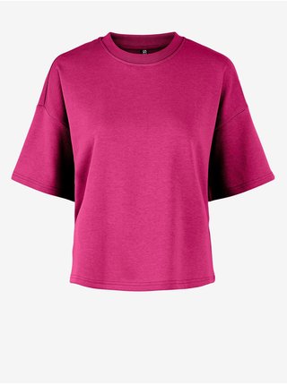 Tmavo ružové dámske basic tričko Pieces Chilli