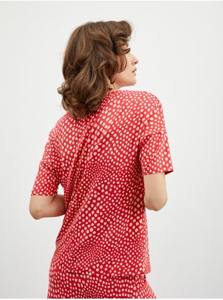 Béžovo-červené dámske vzorované tričko ZOOT Normandie