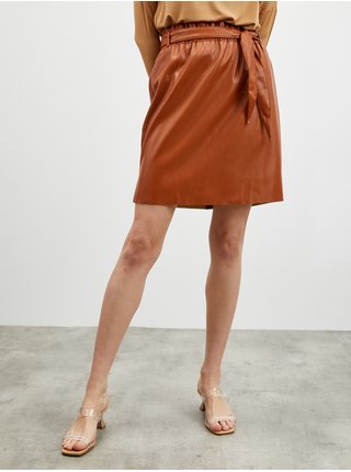 Hnedá dámska koženková sukňa so zaväzovaním ZOOT.lab Ryoko
