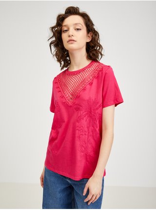 Tmavo ružové dámske tričko Desigual
