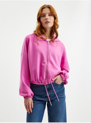 Růžová dámská mikina na zip s kapucí ONLY Scarlett