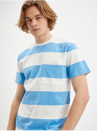 Bielo-modré pánske pruhované tričko Tom Tailor Denim
