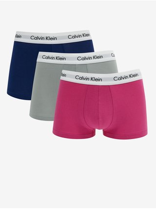 Súprava troch pánskych boxeriek v tmavo ružovej, šedej a tmavo modrej farbe Calvin Klein Underwear
