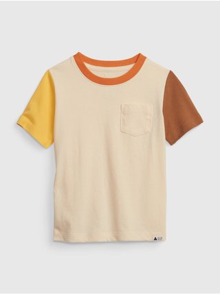 Hnědo-béžové klučičí tričko s kapsičkou GAP  