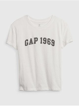 Bílé holčičí bavlněné tričko s logem GAP 