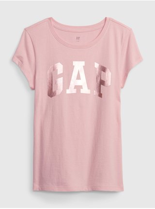 Růžové holčičí bavlněné tričko s logem GAP