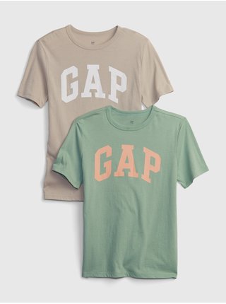 Sada dvou klučičích triček v zelené a světle hnědé barvě GAP