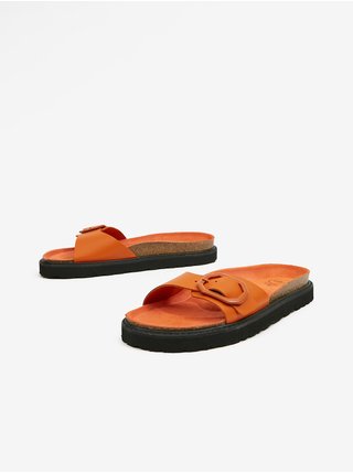 Oranžové dámské kožené pantofle OJJU