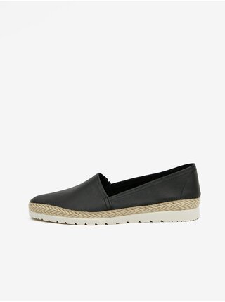 Čierne dámske kožené slip on topánky OJJU