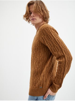 Hnědý pánský svetr s příměsí vlny Tom Tailor
