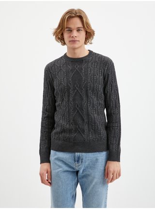 Šedo-černý pánský svetr s příměsí vlny Tom Tailor