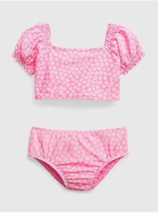 Ružové dievčenské kvetované dvojdielne plavky GAP