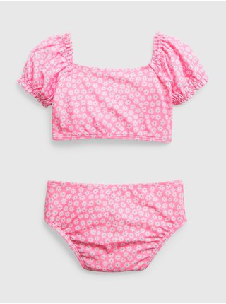 Růžové holčičí květované dvoudílné plavky GAP