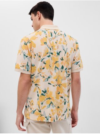 Krémovo-žluté pánské květované polo tričko GAP