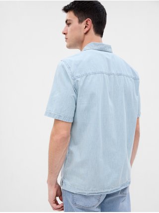 Světle modrá pánská džínová košile s krátkým rukávem GAP