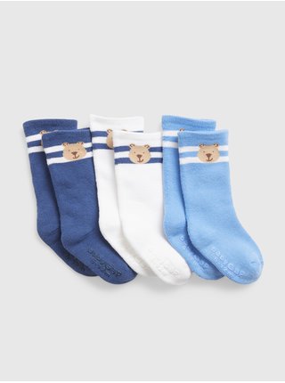 Sada tří párů klučičích ponožek v modré a bílé barvě GAP  
