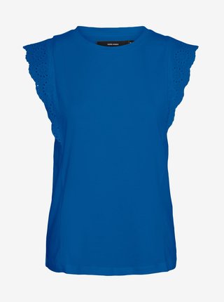 Modré dámske tričko s čipkou VERO MODA Hollyn